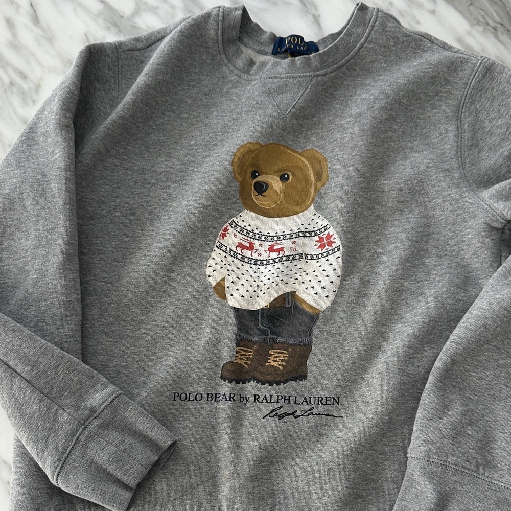 Ralph Lauren Gray Sweater with Bear Design
